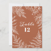 ファーンエレガントリーフテラコッタ結婚のテーブル番号 招待状 (正面)