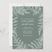 ファーンエレガントリーフボタニカルサージグリーン結婚ズ 招待状 (正面)