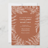 ファーンエレガントリーフボタニカルテラコッタ結婚ズ 招待状 (正面)