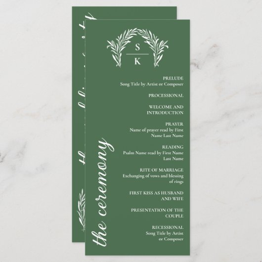 ファーングリーンアーチリースモノグラム結婚ズ (正面/裏面)