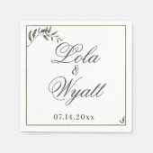 ファーングリーンウィローブランチエレガントな結婚式 スタンダードカクテルナプキン (正面)