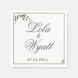 ファーングリーンウィローブランチエレガントな結婚式 スタンダードカクテルナプキン