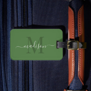 ファーングリーンカラーカスタムイニシャルと名前 ラゲッジタグ