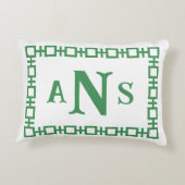 ファーングリーンスクエアギリシャ鍵モノグラム アクセントクッション (裏面)