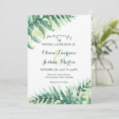 ファーングリーンリーウォーターカラー結婚式招待状 招待状 (スタンド正面)