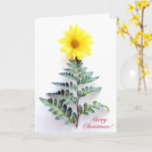 ファーンツリークリスマスグリーティングカード カード (黄色い花)
