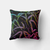 ファーンパープル、グリーン、ピンクと黒い背景 クッション (裏面)