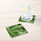 ファーンフロントズIグリーン自然 スクエアペーパーコースター (インサイチュ)