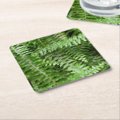 ファーンフロントズIグリーン自然 スクエアペーパーコースター (アングル)