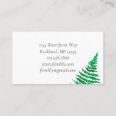 ファーンプラントウォーターカラーボタニカルイラストレーション 名刺 (裏面)