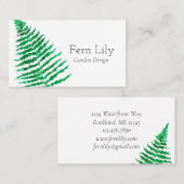 ファーンプラントウォーターカラーボタニカルイラストレーション 名刺 (正面/裏面)