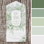 ファーンモダングリーンリーフ白No Dinner オールインワン招待状