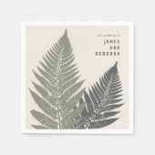 ファーンモダンボミニマルタニカル結婚ウッドランド スタンダードカクテルナプキン (正面)