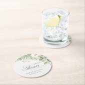 ファーンユーカリプトゥスグリーンリーリーフブライダルシャワー ラウンドペーパーコースター (インサイチュ)