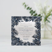 ファーンリーフィールメタリックブルーネイビーシルバーグレー 招待状 (スタンド正面)