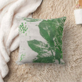 ファーンリーフグレー版画植物枕 クッション (ブランケット)