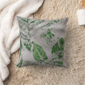 ファーンリーフグレー版画植物枕 クッション (ブランケット)