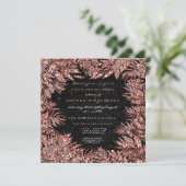 ファーンリーフフレームバラ金ゴールド銅ブラックグリッター 招待状 (スタンド正面)