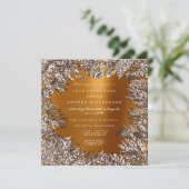 ファーンリーフフレーム結晶アイボリーハチミツ金ゴールド 招待状 (スタンド正面)