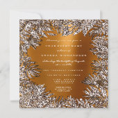ファーンリーフフレーム結晶アイボリーハチミツ金ゴールド 招待状 (正面)