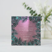 ファーンリーフフレーム結晶ティール(緑がかった色)水中競技グリーンピンク 招待状 (スタンド正面)