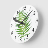 ファーンリーフフロンド植物デザイン時計 ラウンド壁時計 (傾斜)