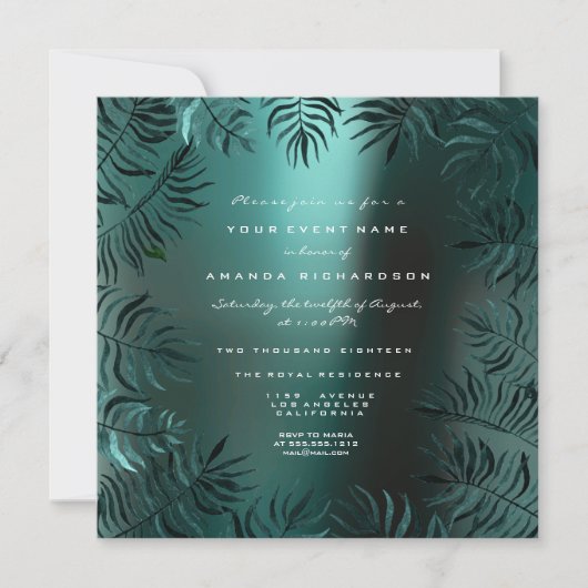 ファーンリーフラムフラムクリスタルティール（緑がかった色）水中競技ラグジュアリーVIP 招待状 (正面)