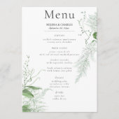 ファーン素朴グリーンの葉の白結婚色 メニュー (正面)