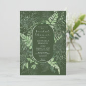 ファーン素朴グリーンリーフエメラルドブライダルシャワー 招待状 (スタンド正面)