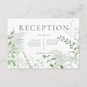 ファーン素朴グリーンリーフ白いウェディングレセプション エンクロージャーカード (正面)