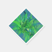 ファーン葉デザイン、フローラ、緑、青と緑 スタンダードカクテルナプキン (角)