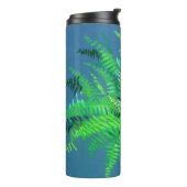 ファーン葉デザイン、フローラ、緑、青と緑 タンブラー (回転左)