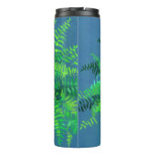 ファーン葉デザイン、フローラ、緑、青と緑 タンブラー (裏面)
