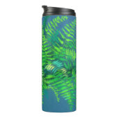 ファーン葉デザイン、フローラ、緑、青と緑 タンブラー (回転右)