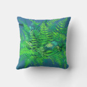 ファーン葉、プテリドフィテ、フローラアートブルー&グリーン クッション (裏面)
