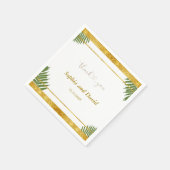 ファーン魅力的離れズゴールドフォイル結婚ズカスタム スタンダードカクテルナプキン (角)