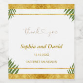 ファーン魅力的離れズゴールドフォイル結婚ズカスタム ワインラベル (シングルラベル)