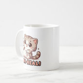 ファー実在かわいい子猫 コーヒーマグカップ (正面左)