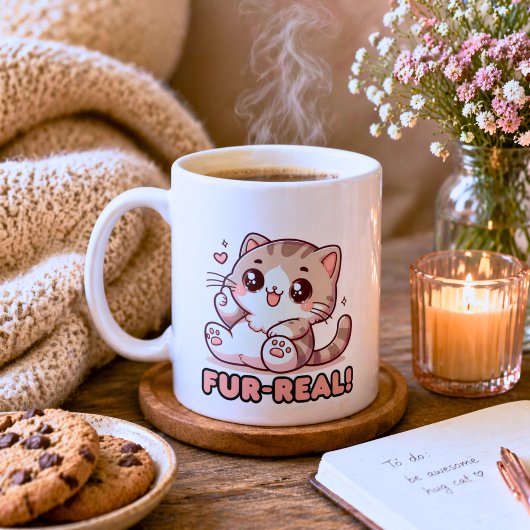 ファー実在かわいい子猫 コーヒーマグカップ