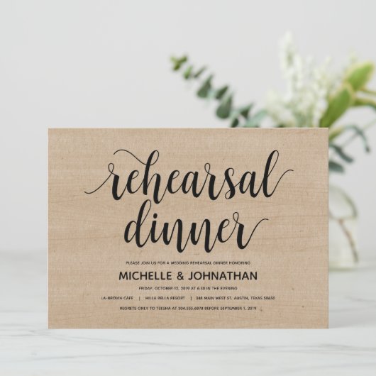 ファー素朴ムのリ結婚ハーサルディナー招待状 招待状 (スタンド正面)