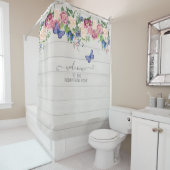 ファー素朴ムハウスデコールフローラホワイトウッドファミリー シャワーカーテン (インサイチュ)