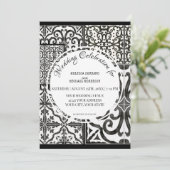 ファー素朴ムバーンモダンタイル白黒結婚ズ 招待状 (スタンド正面)