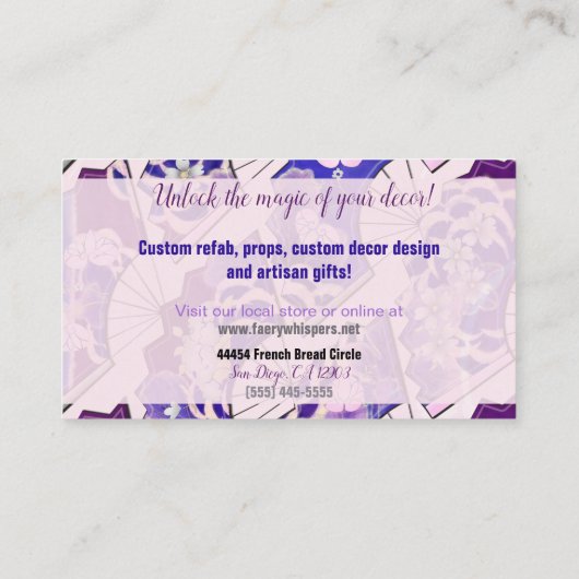 ファ日本のン伝統的アートイベントショップ 名刺 (裏面)