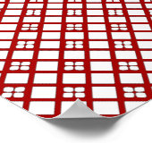 ファ日本のン入りリーフプリント、ダーク赤と白 ポスター (角)