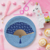 ファ日本のン、トンボ模様、コバルトブルー ペーパープレート (パーティー)