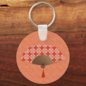 ファ日本のン、七宝モチーフ、マンダリンオレンジのキーチャ キーホルダー (正面)