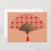 ファ日本のン、七宝モチーフ、マンダリンオレンジ ポストカード (正面/裏面)