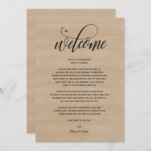 ファ素朴ームの結婚歓迎と旅程表 プログラム (正面/裏面)