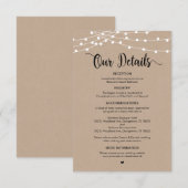 ファ素朴ームストリングライトデザイン、結婚の詳細 エンクロージャーカード (正面/裏面)