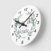 ファ素朴ームハウスウォーターカラーマグノリアリースデザイン ラウンド壁時計 (傾斜)